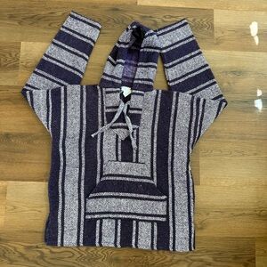 Vintage San Patricio Striped Purple and White Baja Hoodie